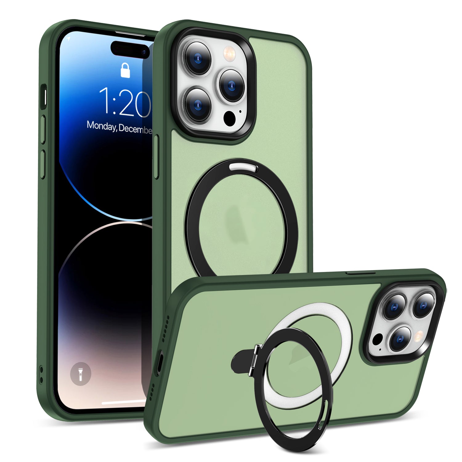 Pro iPhone 14 Pro magnetické pouzdro na telefon kompatibilní s ochranným krytem MagSafe PC TPU Ring Kickstand Pro iPhone 14 Pro magnetické pouzdro na telefon kompatibilní s ochranným krytem MagSafe PC TPU Ring Kickstand